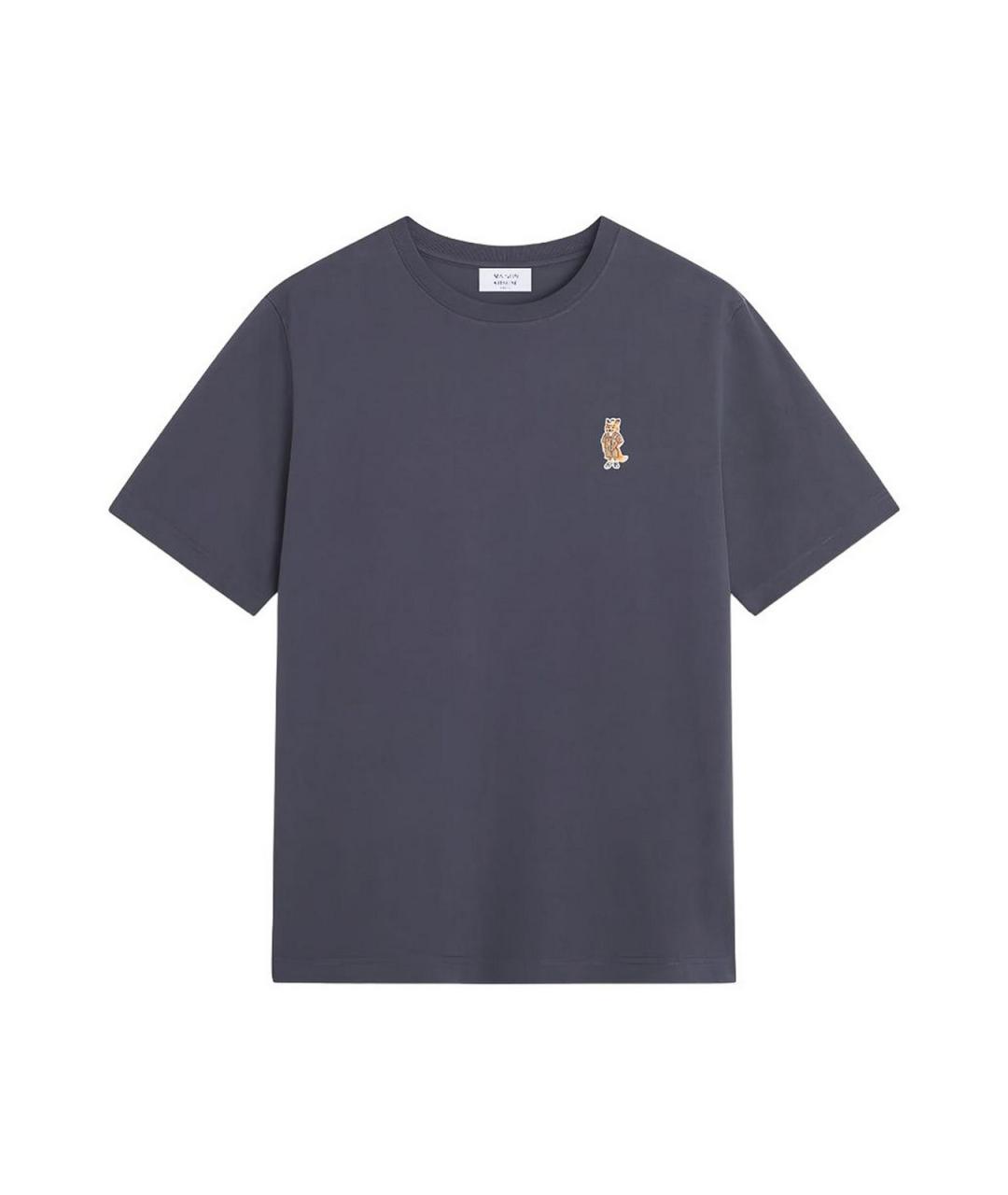 MAISON KITSUNE Синяя хлопковая футболка, фото 1