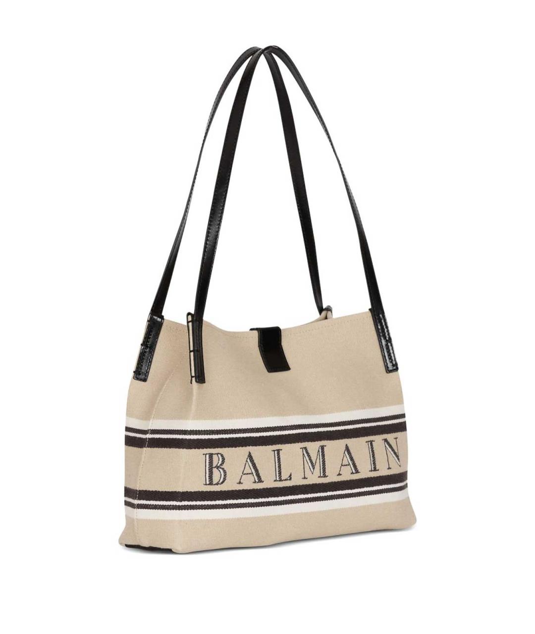 BALMAIN Бежевая тканевая сумка тоут, фото 4