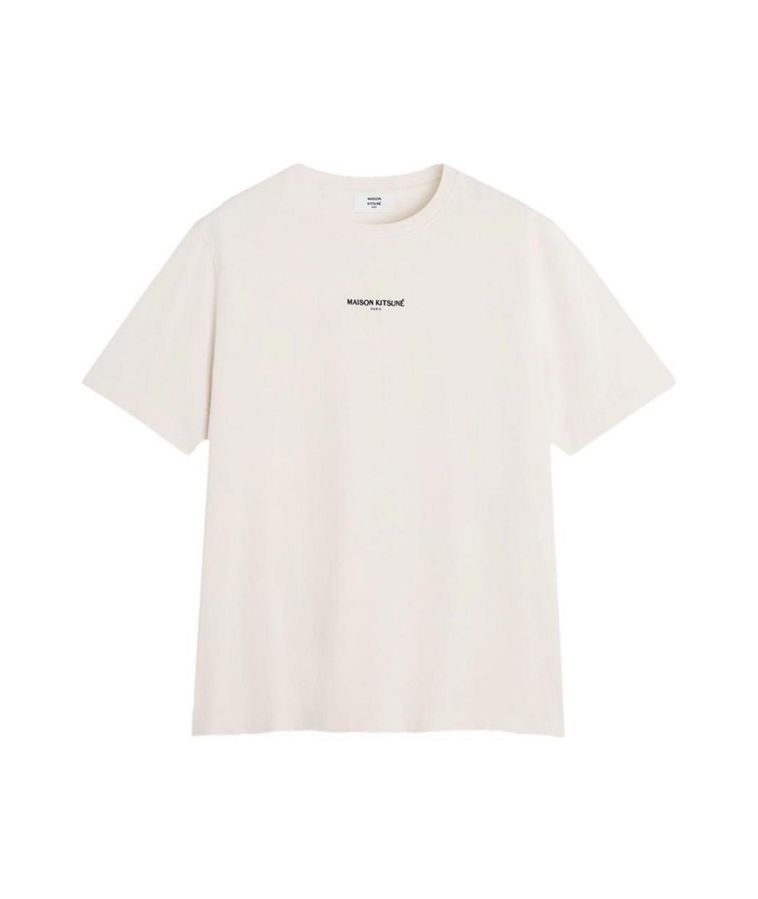 MAISON KITSUNE Бежевая хлопковая футболка, фото 1