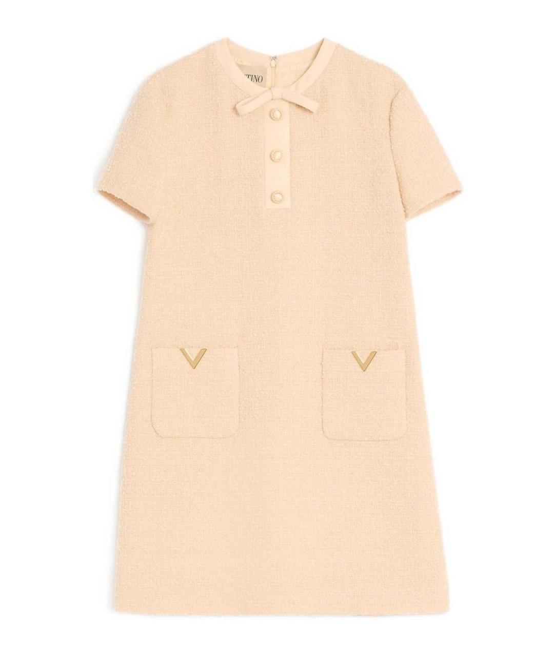 VALENTINO Бежевое бархатное повседневное платье, фото 1