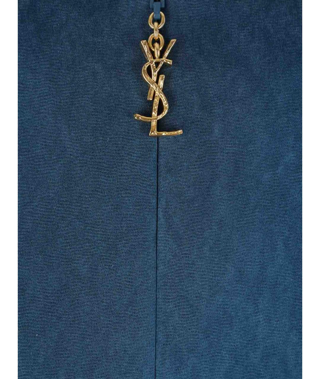 SAINT LAURENT Синее шелковое коктейльное платье, фото 6