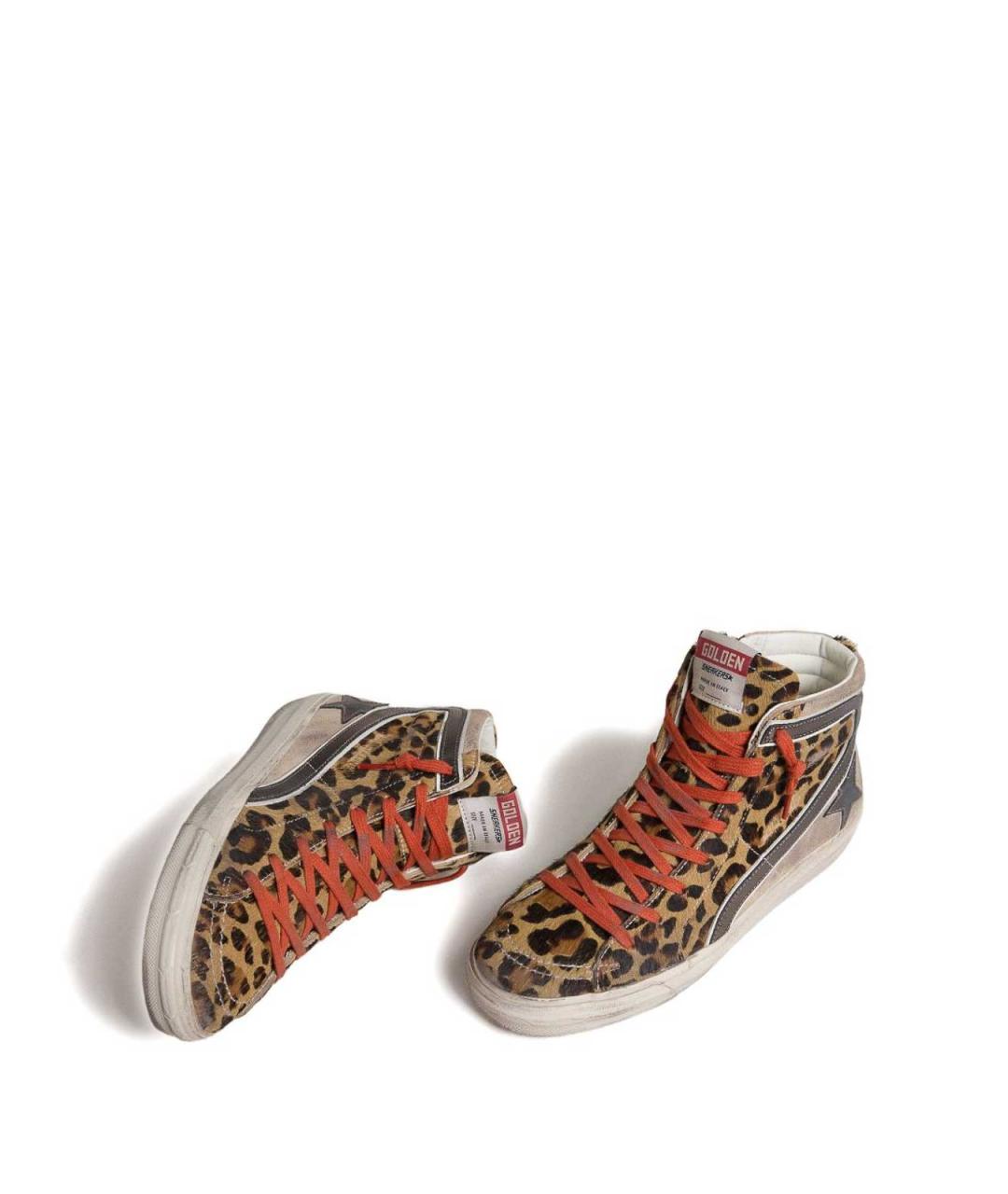 GOLDEN GOOSE Коричневые кожаные кроссовки, фото 3