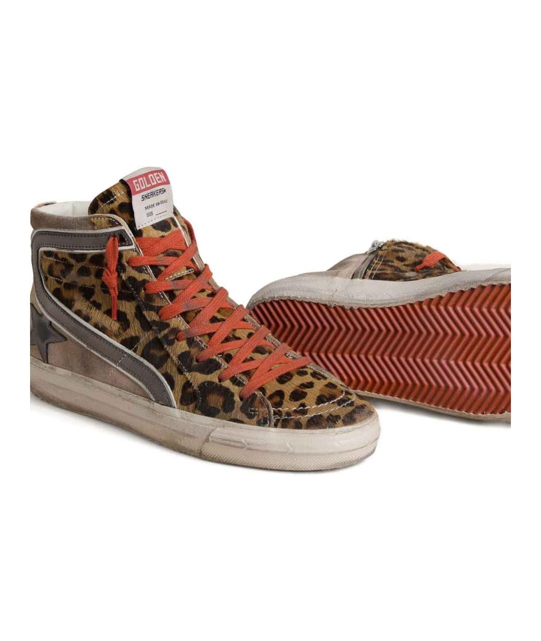 GOLDEN GOOSE Коричневые кожаные кроссовки, фото 4