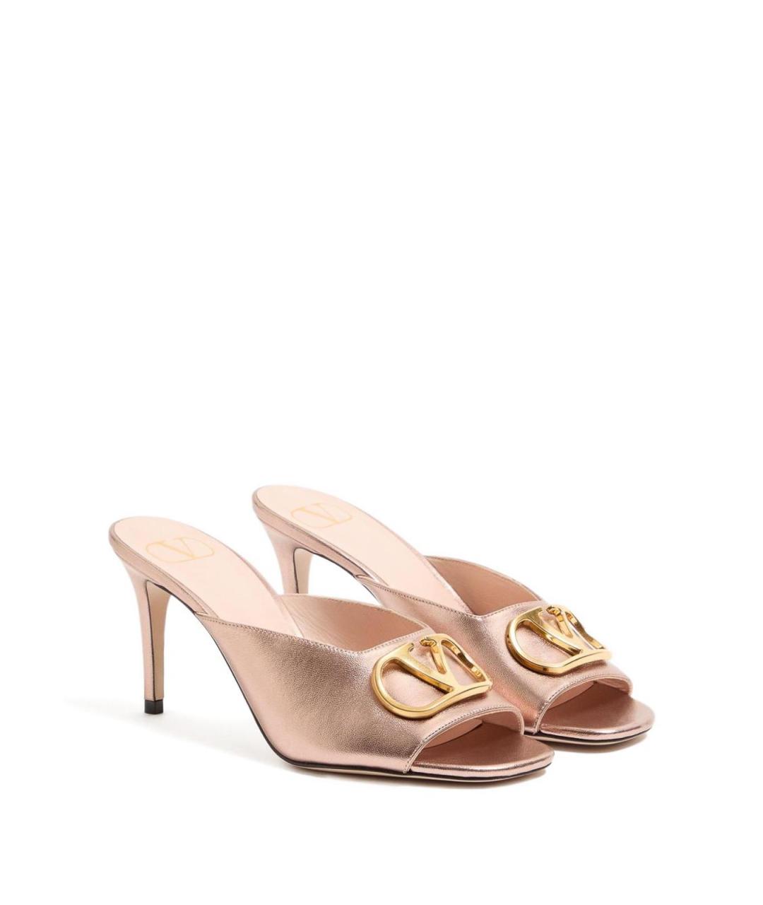 VALENTINO Розовые кожаные мюли, фото 2