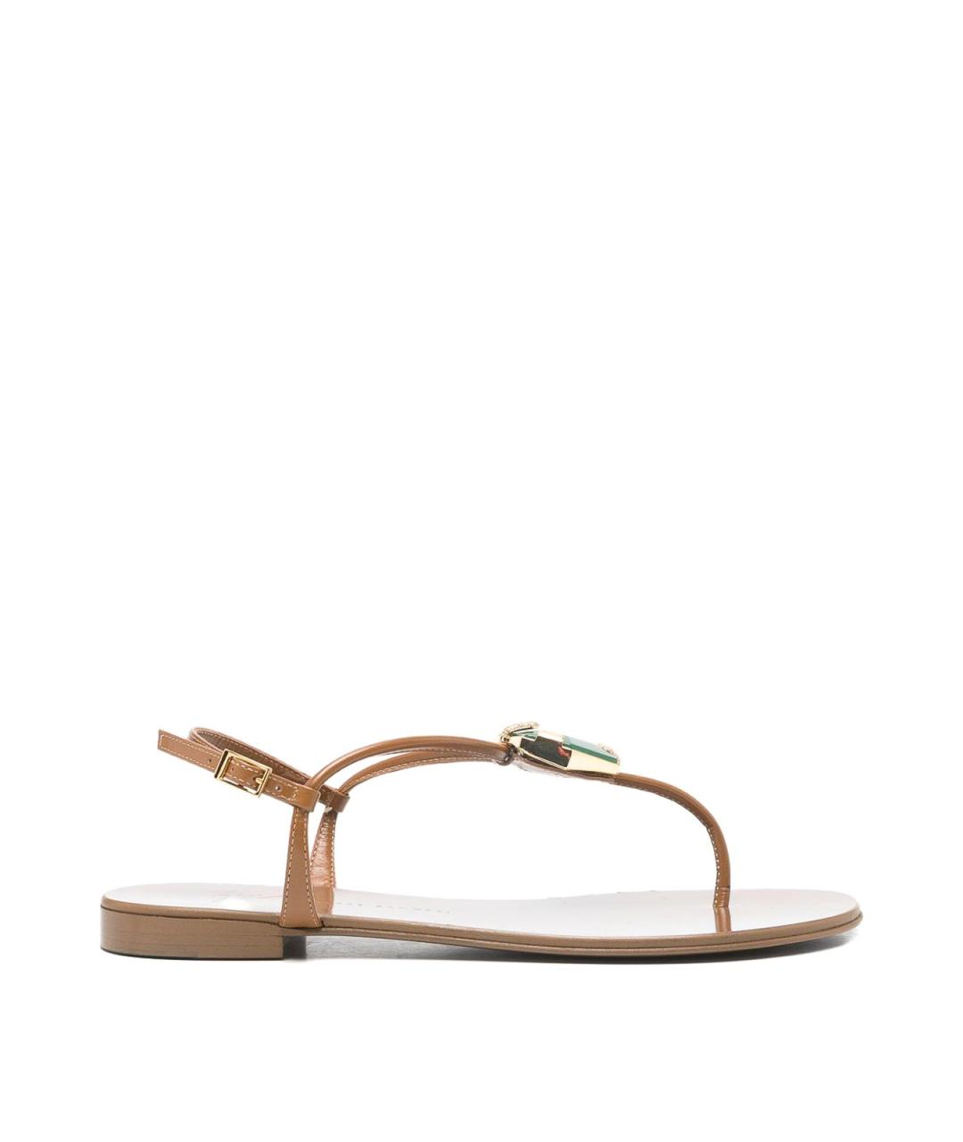 GIUSEPPE ZANOTTI DESIGN Коричневые кожаные сандалии, фото 1