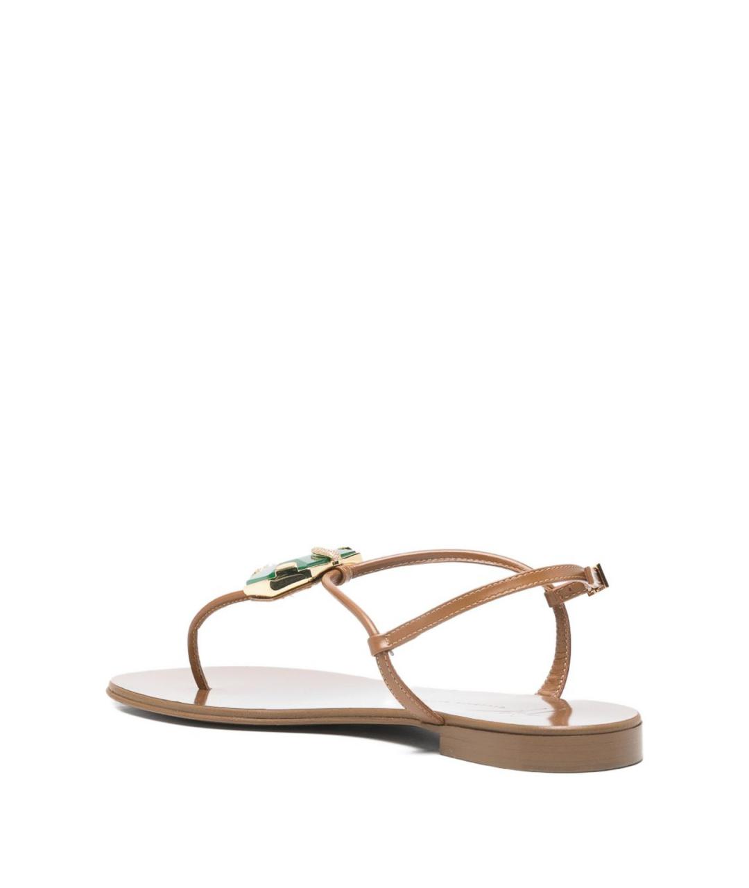 GIUSEPPE ZANOTTI DESIGN Коричневые кожаные сандалии, фото 2