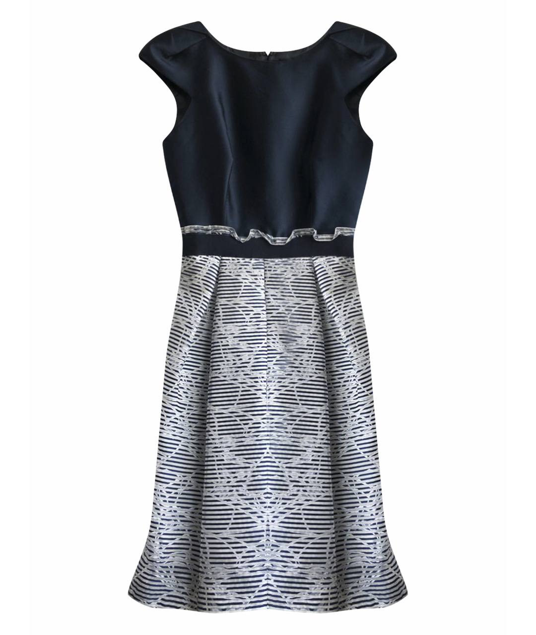 CAROLINA HERRERA Темно-синее атласное коктейльное платье, фото 1