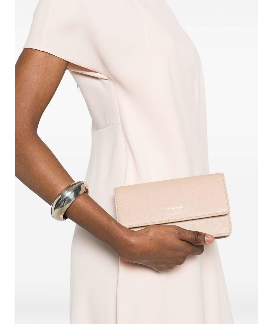 EMPORIO ARMANI Бежевый кожаный кошелек, фото 4