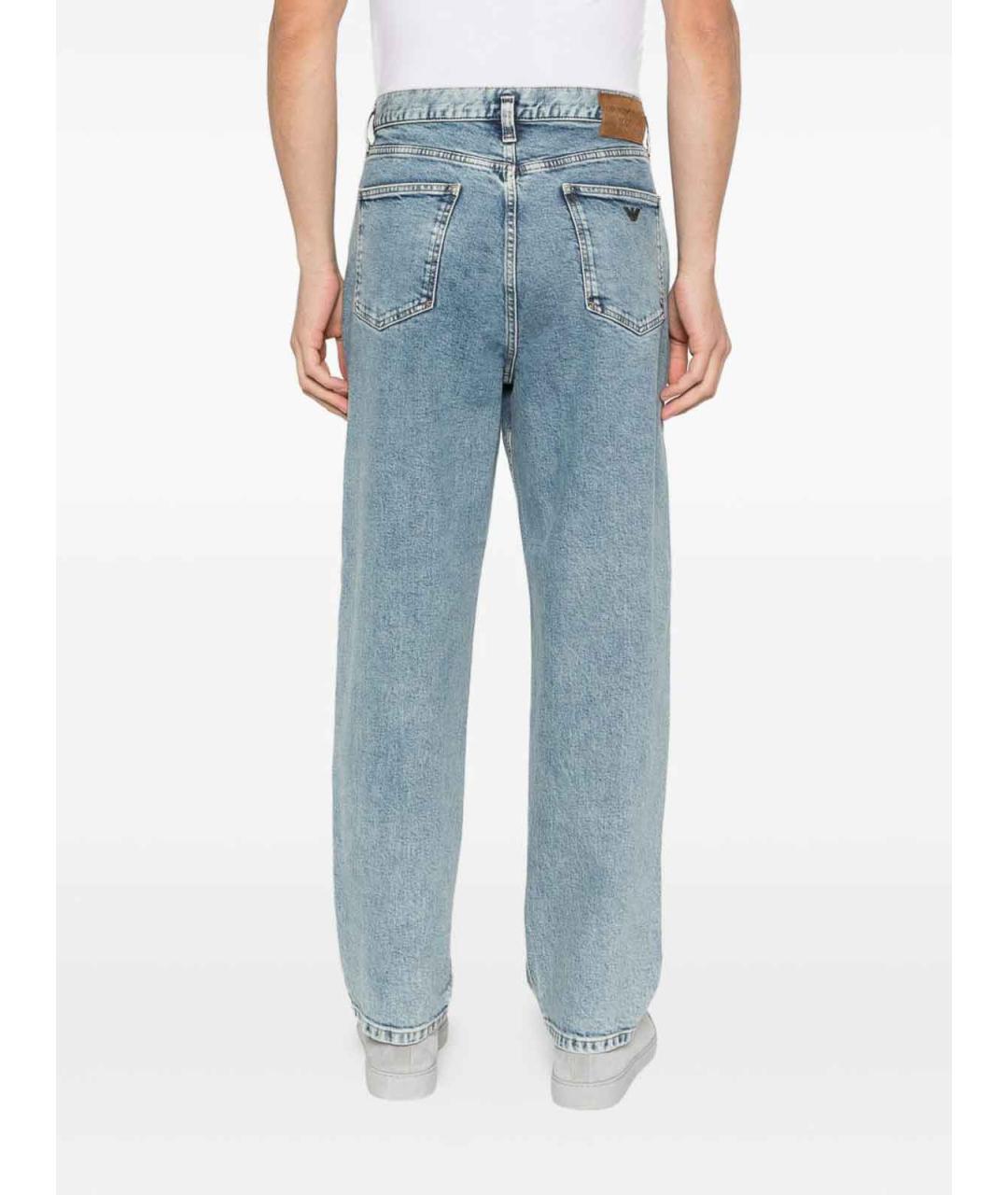 EMPORIO ARMANI Синие хлопковые прямые джинсы, фото 3
