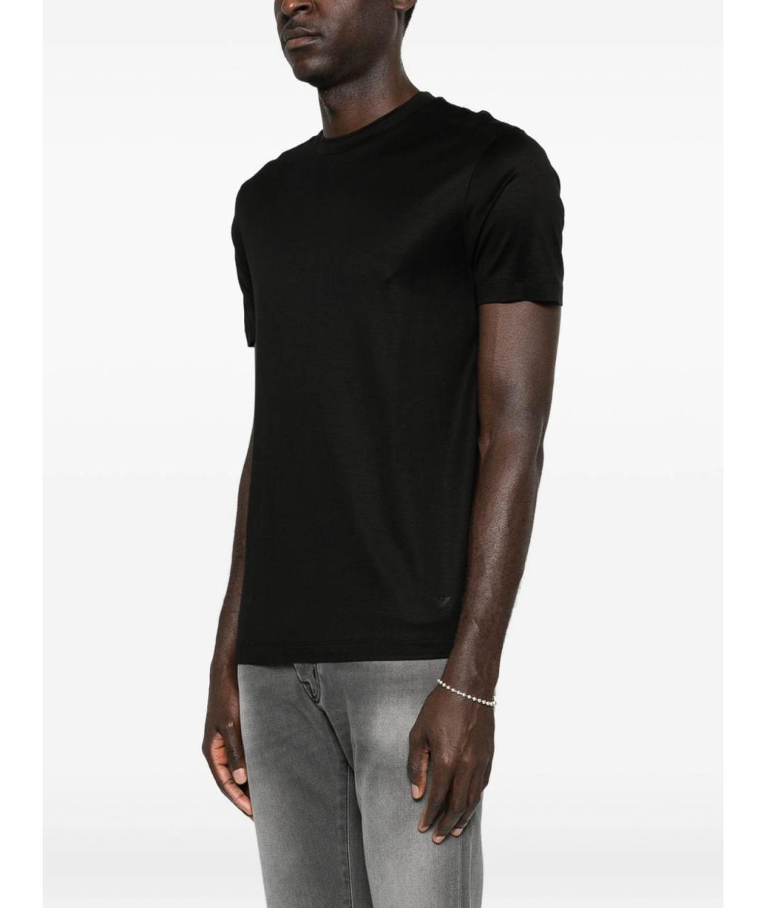 EMPORIO ARMANI Черная хлопковая футболка, фото 4