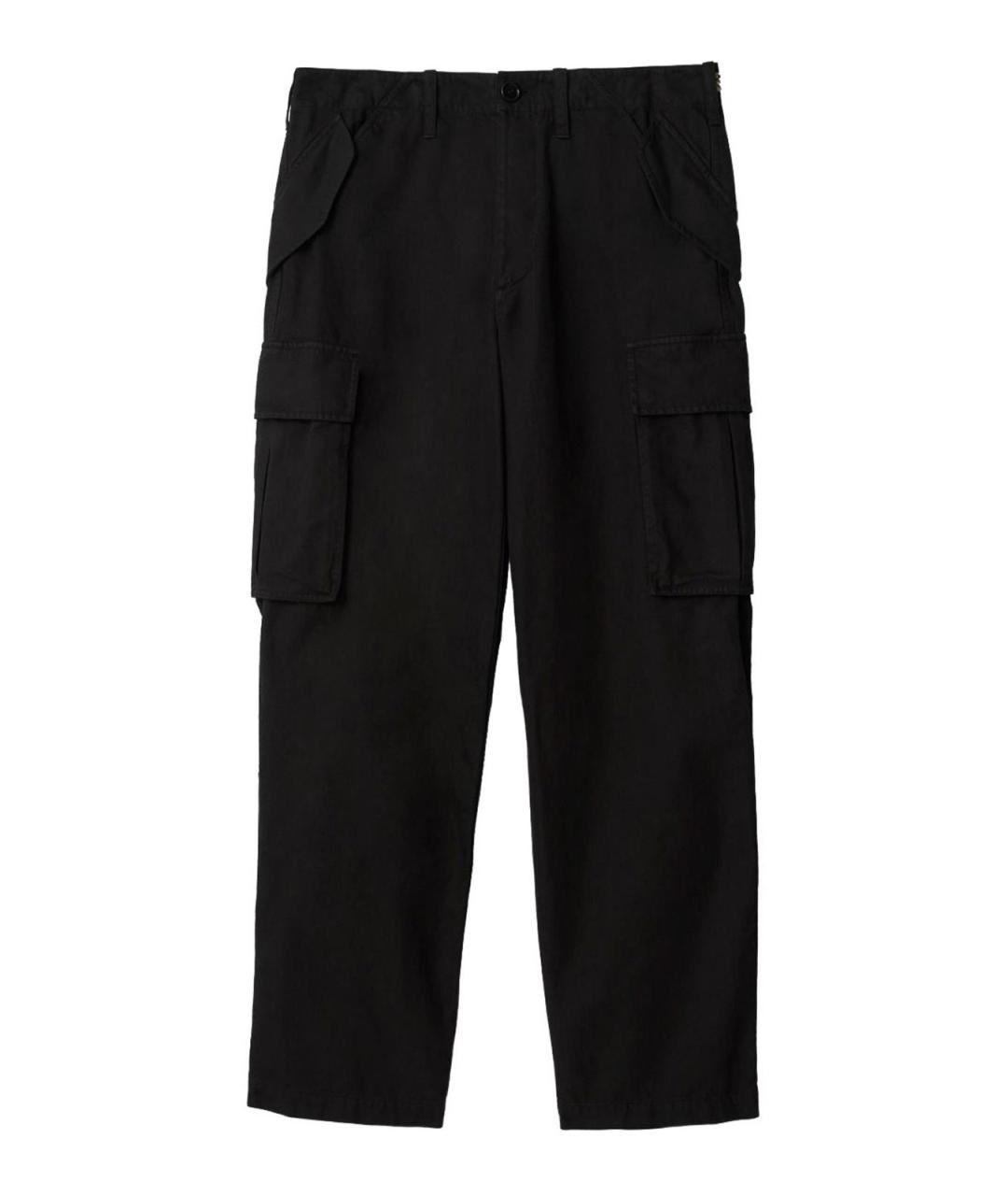 BURBERRY Черные хлопковые повседневные брюки, фото 1