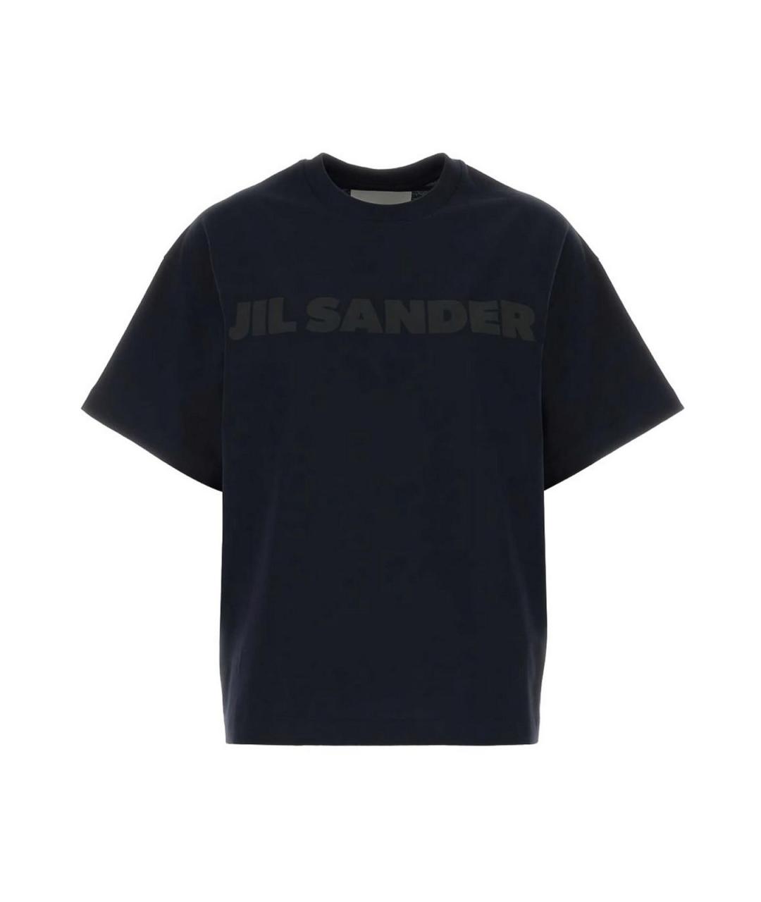 JIL SANDER Темно-синяя хлопковая футболка, фото 1