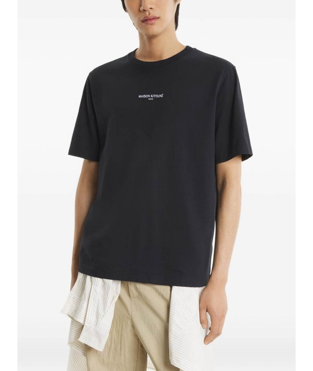 MAISON KITSUNE Черная хлопковая футболка, фото 4