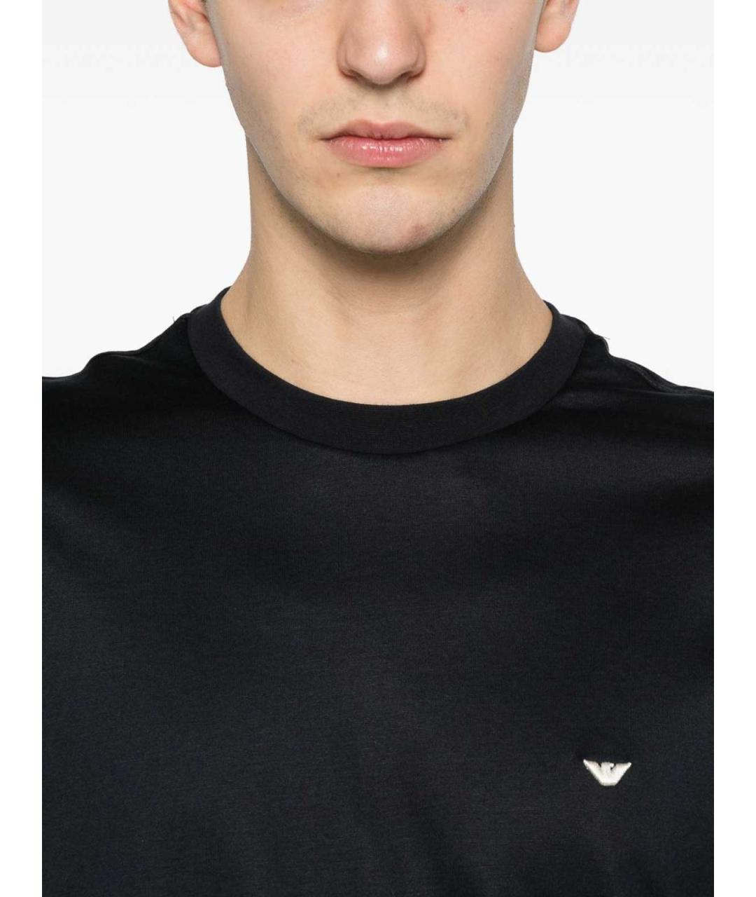 EMPORIO ARMANI Темно-синяя хлопковая футболка, фото 2