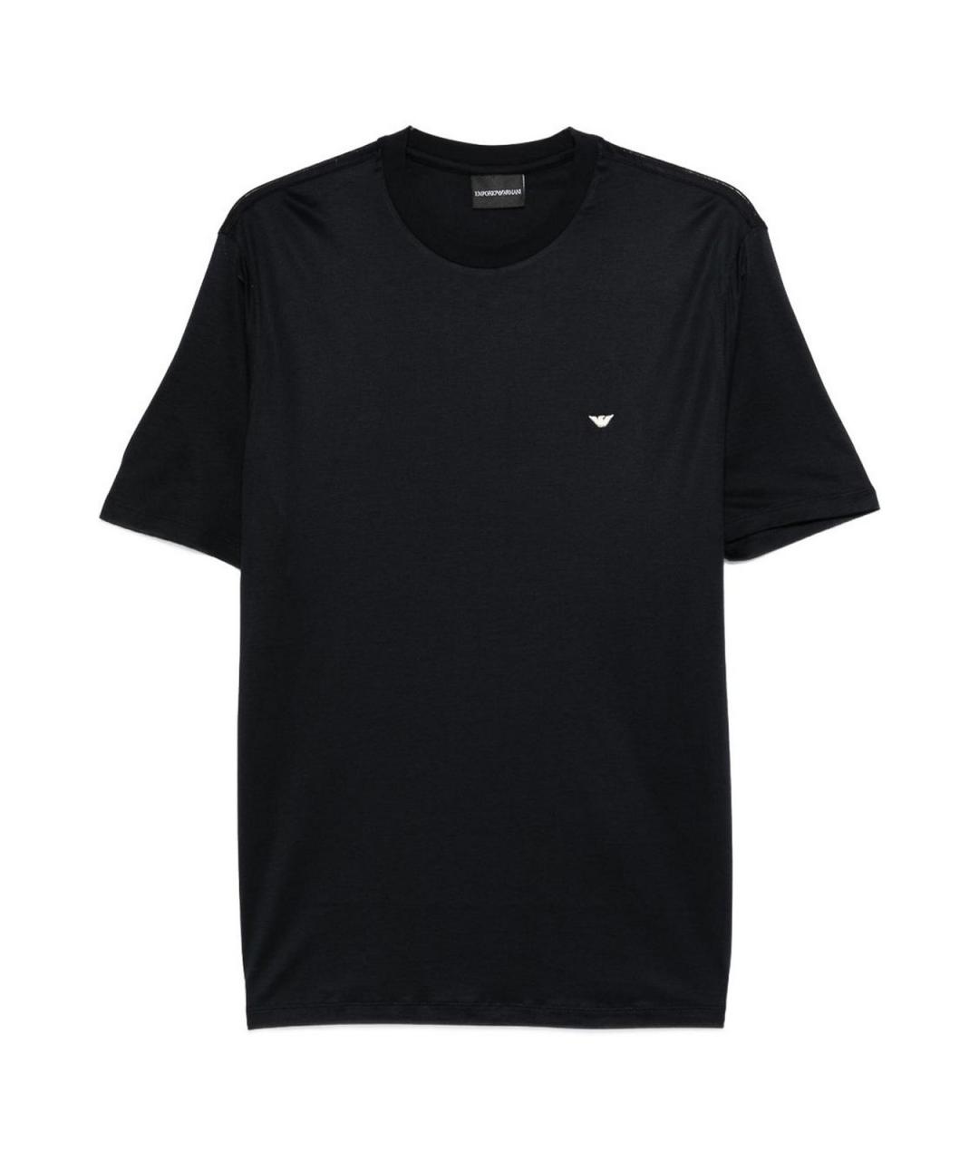 EMPORIO ARMANI Темно-синяя хлопковая футболка, фото 1