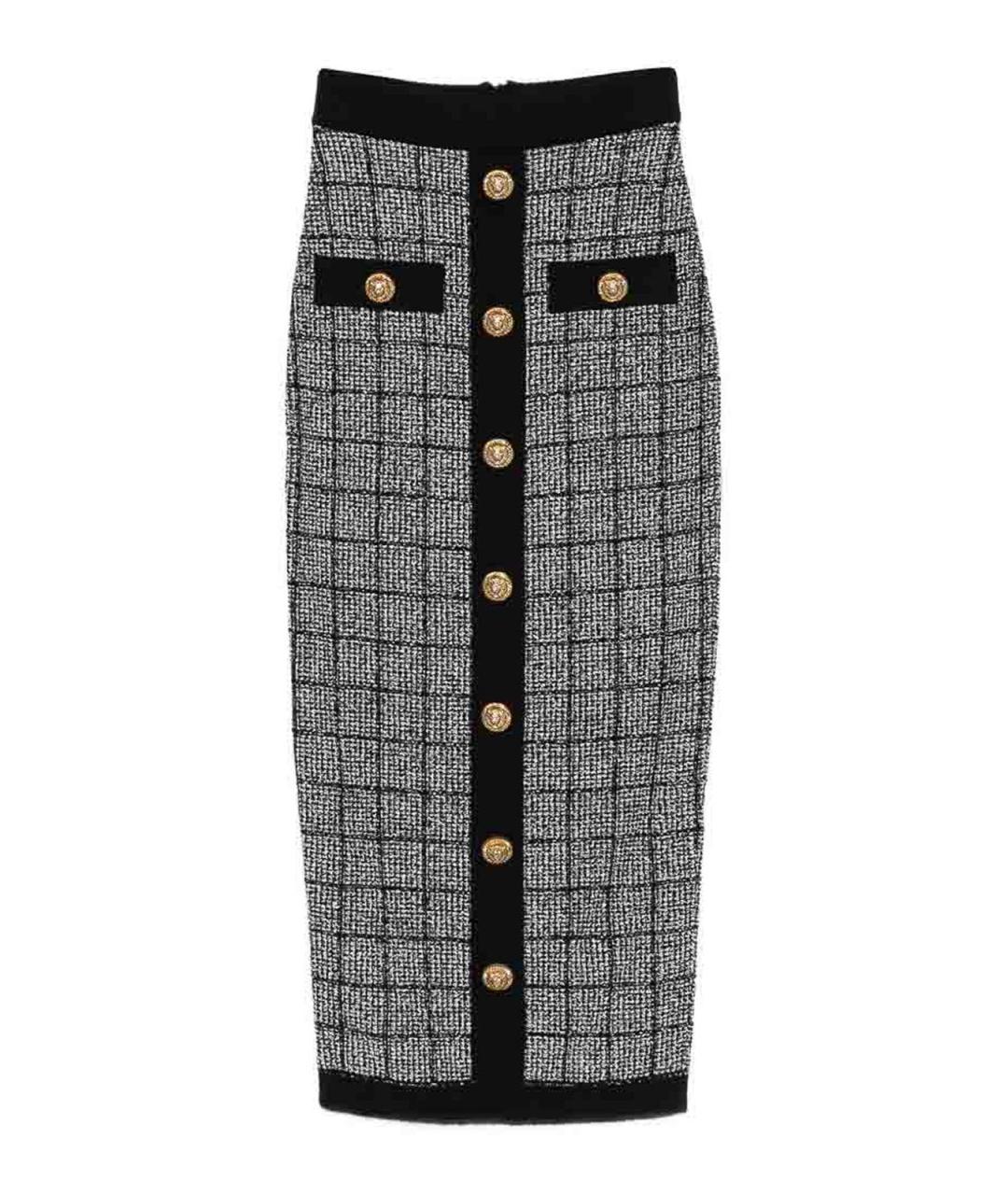 BALMAIN Черная вискозная юбка макси, фото 1