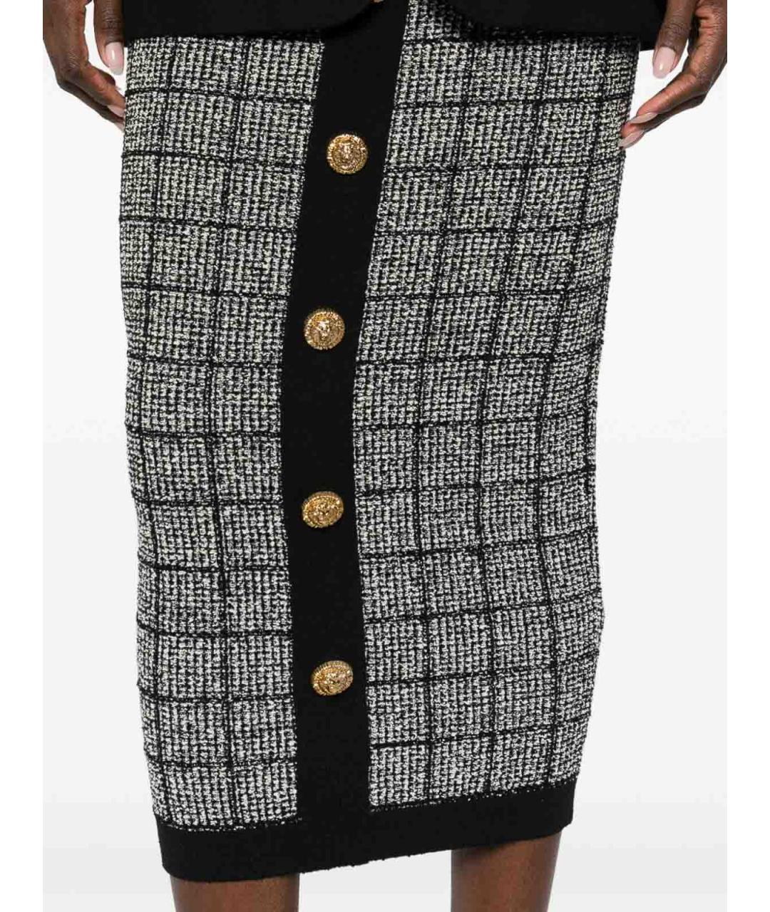 BALMAIN Черная вискозная юбка макси, фото 4