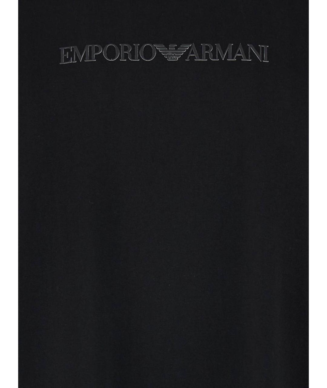 EMPORIO ARMANI Черная хлопковая футболка, фото 3