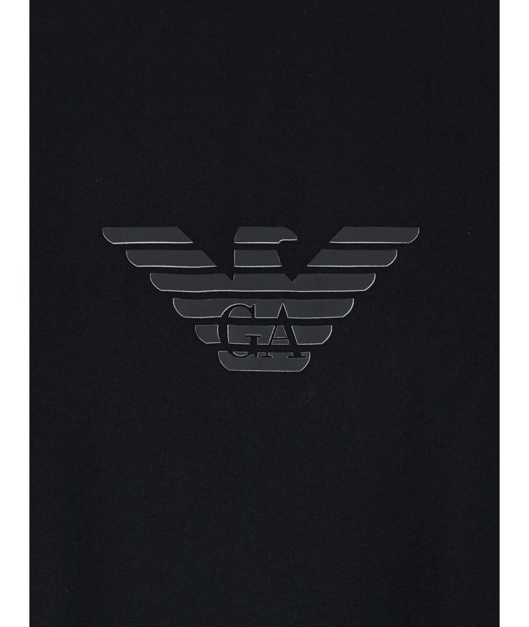 EMPORIO ARMANI Черная хлопковая футболка, фото 2