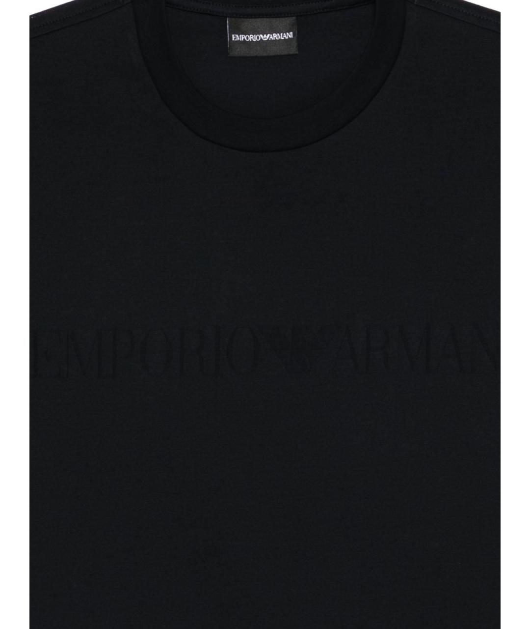 EMPORIO ARMANI Темно-синяя хлопковая футболка, фото 3