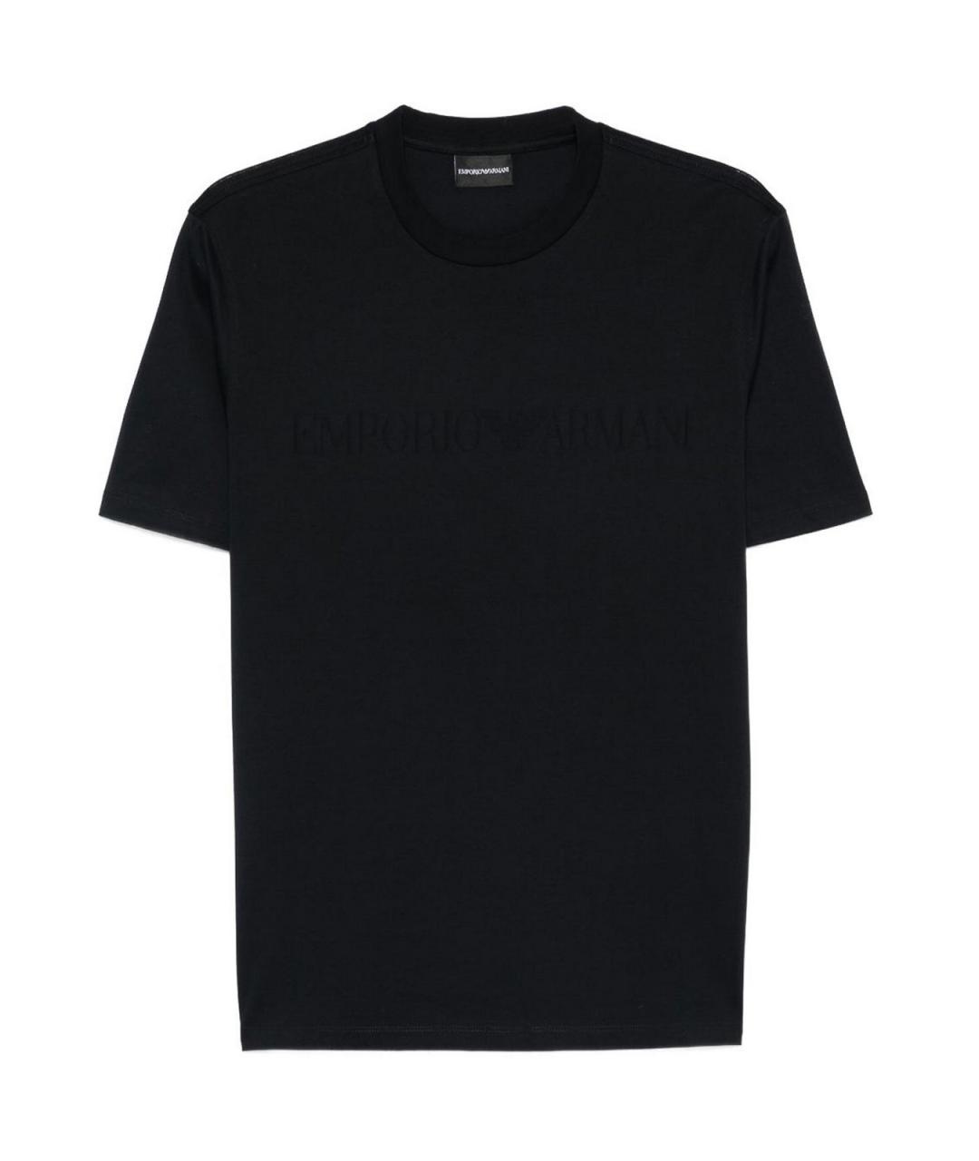 EMPORIO ARMANI Темно-синяя хлопковая футболка, фото 1