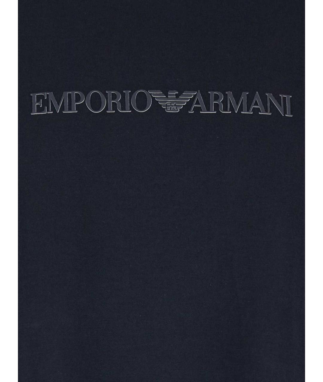 EMPORIO ARMANI Темно-синяя хлопковая футболка, фото 2