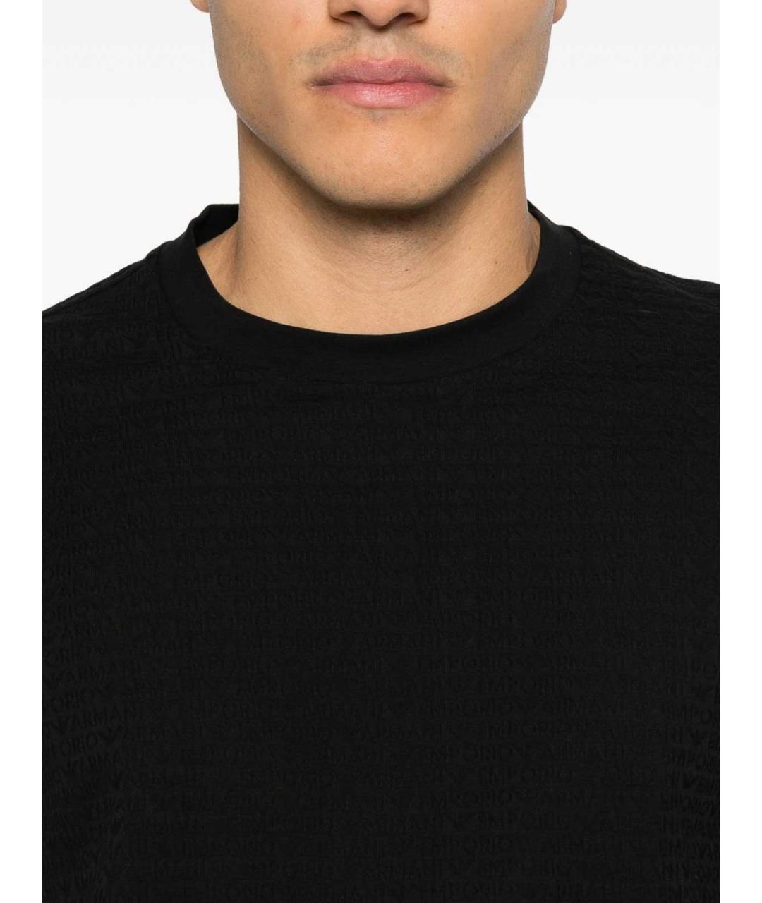 EMPORIO ARMANI Черная хлопковая футболка, фото 2