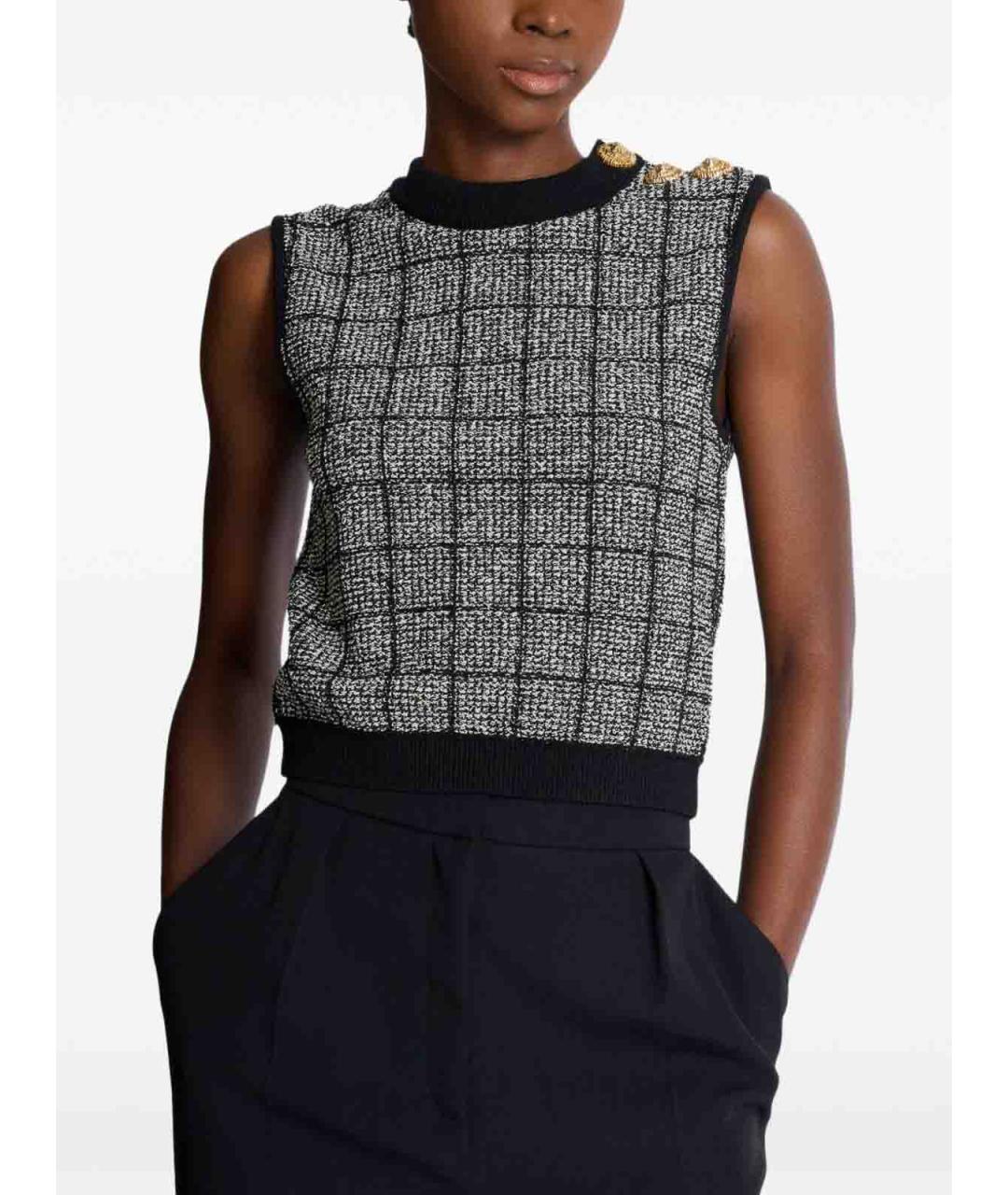 BALMAIN Черная хлопковая жилетка, фото 3