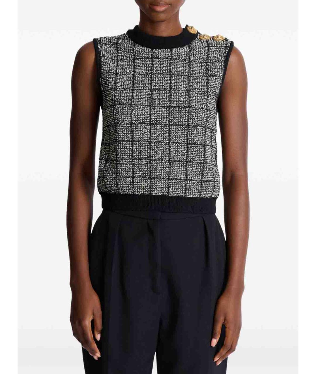 BALMAIN Черная хлопковая жилетка, фото 4