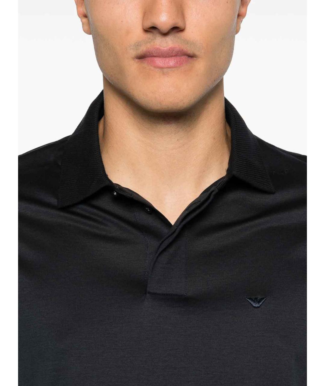 EMPORIO ARMANI Темно-синее поло с коротким рукавом, фото 4