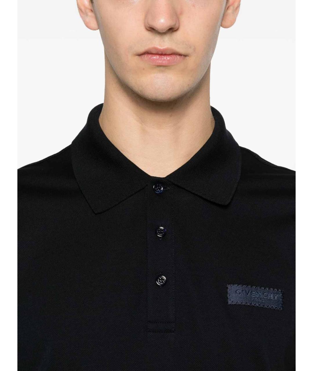GIVENCHY Темно-синее хлопковое поло с коротким рукавом, фото 5