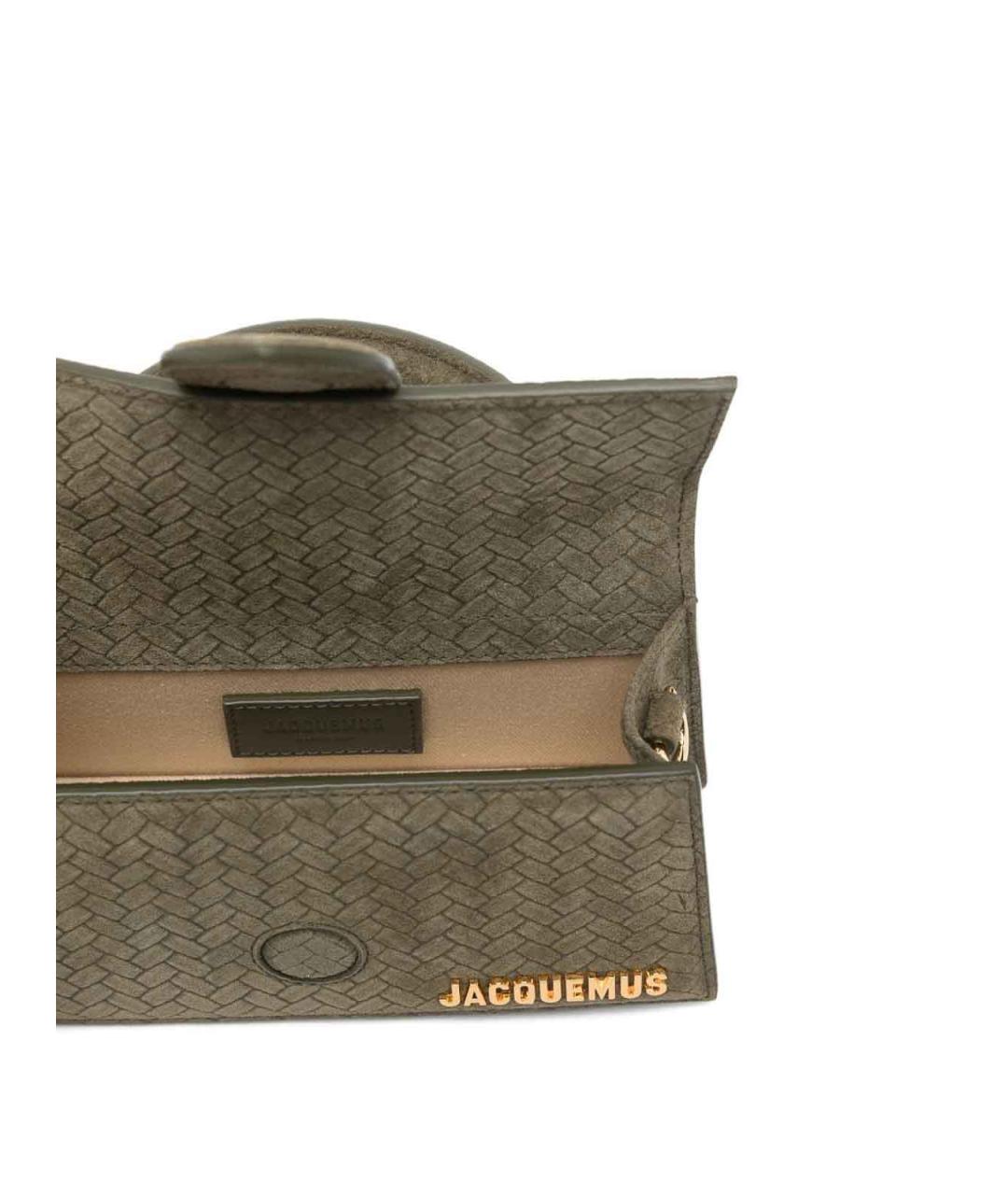 JACQUEMUS Зеленая кожаная сумка с короткими ручками, фото 2
