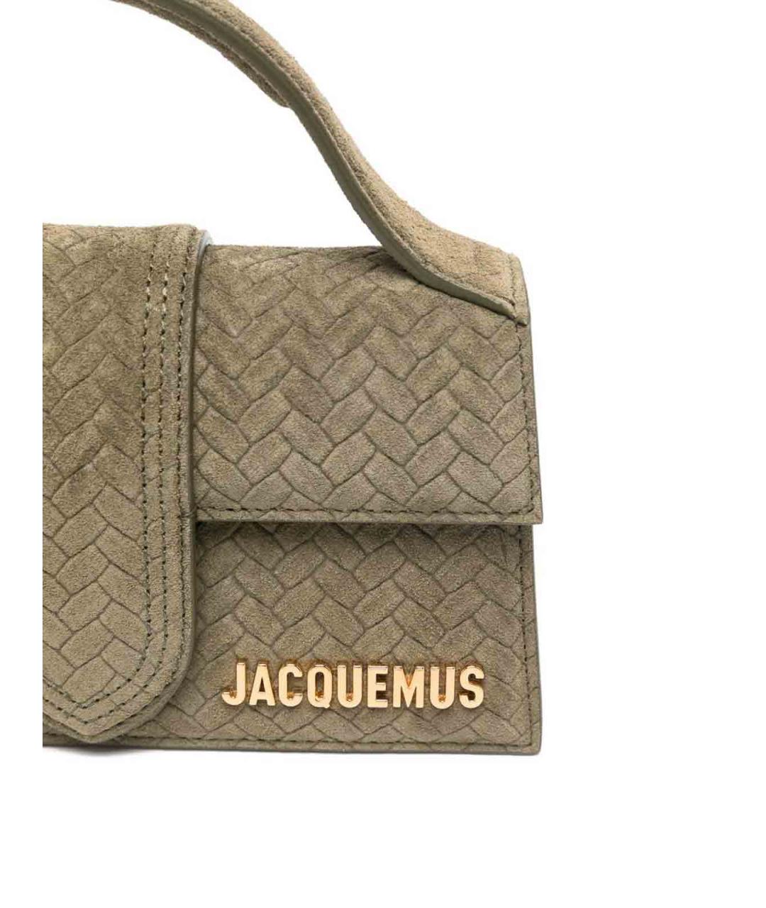JACQUEMUS Зеленая кожаная сумка с короткими ручками, фото 4