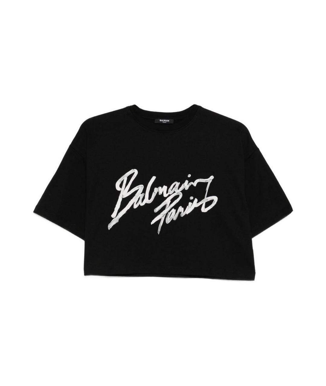 BALMAIN Черная хлопковая футболка, фото 1