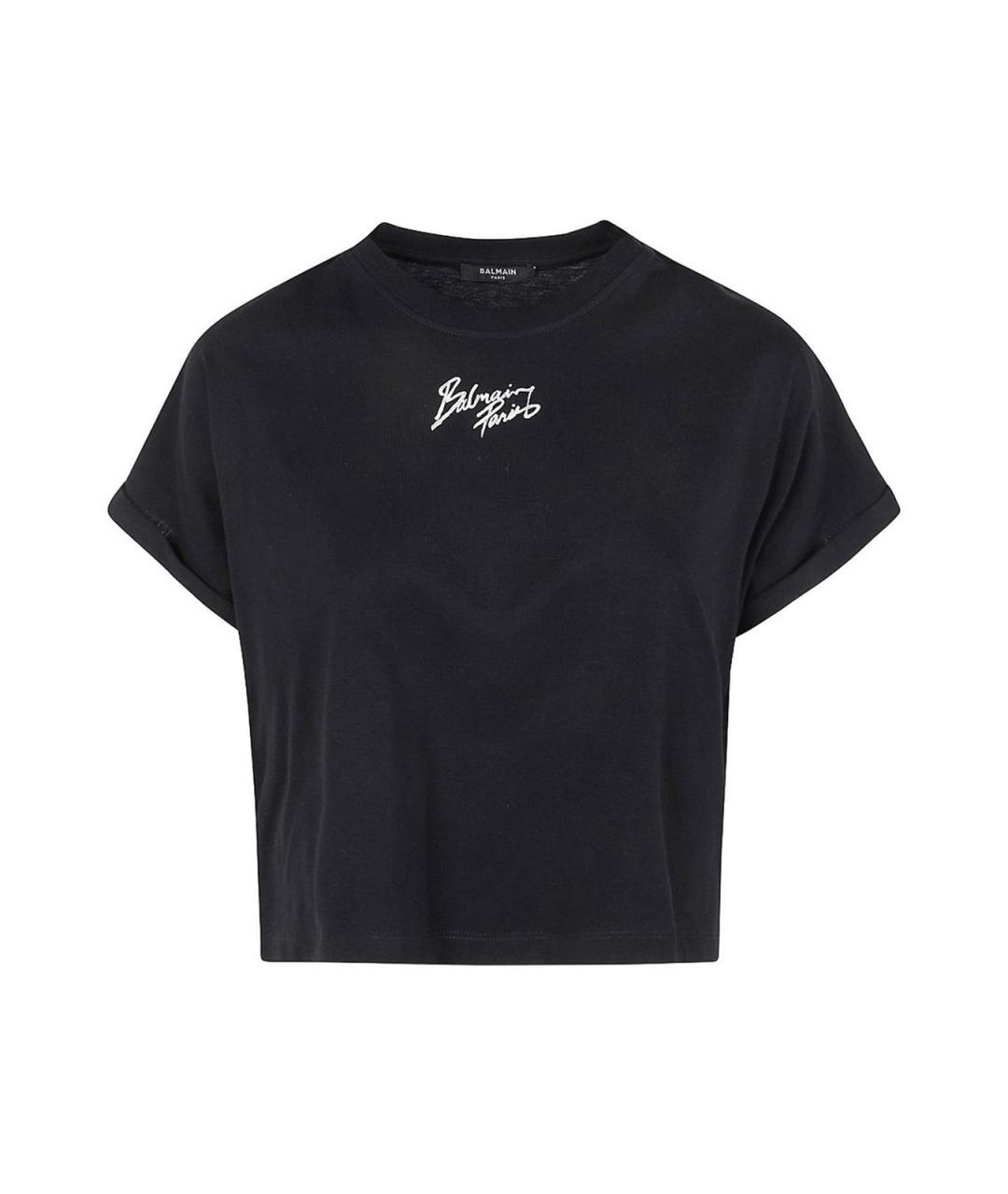 BALMAIN Черная хлопковая футболка, фото 1