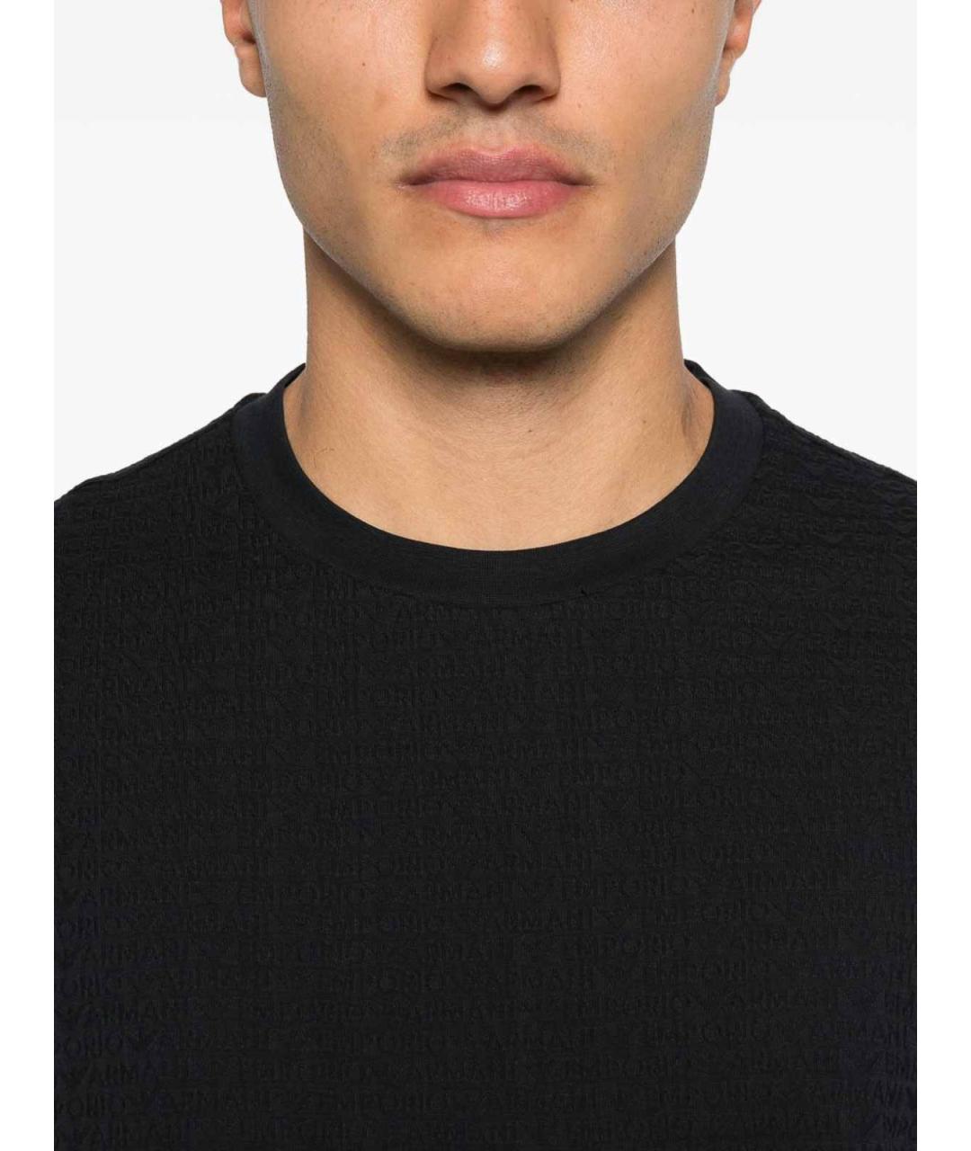EMPORIO ARMANI Черная хлопковая футболка, фото 4