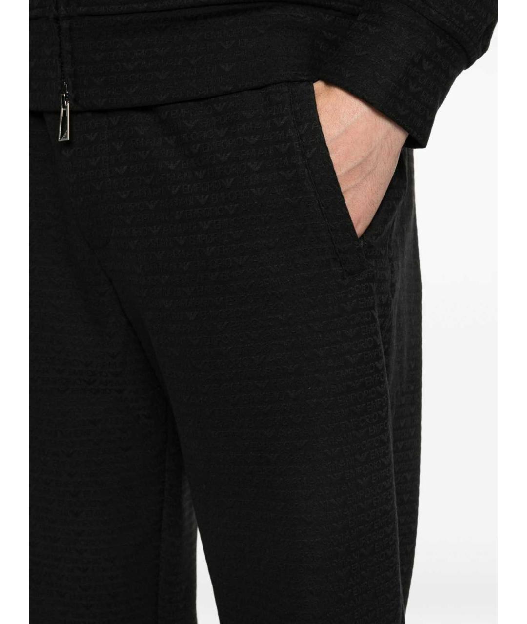 EMPORIO ARMANI Черные хлопковые повседневные брюки, фото 2