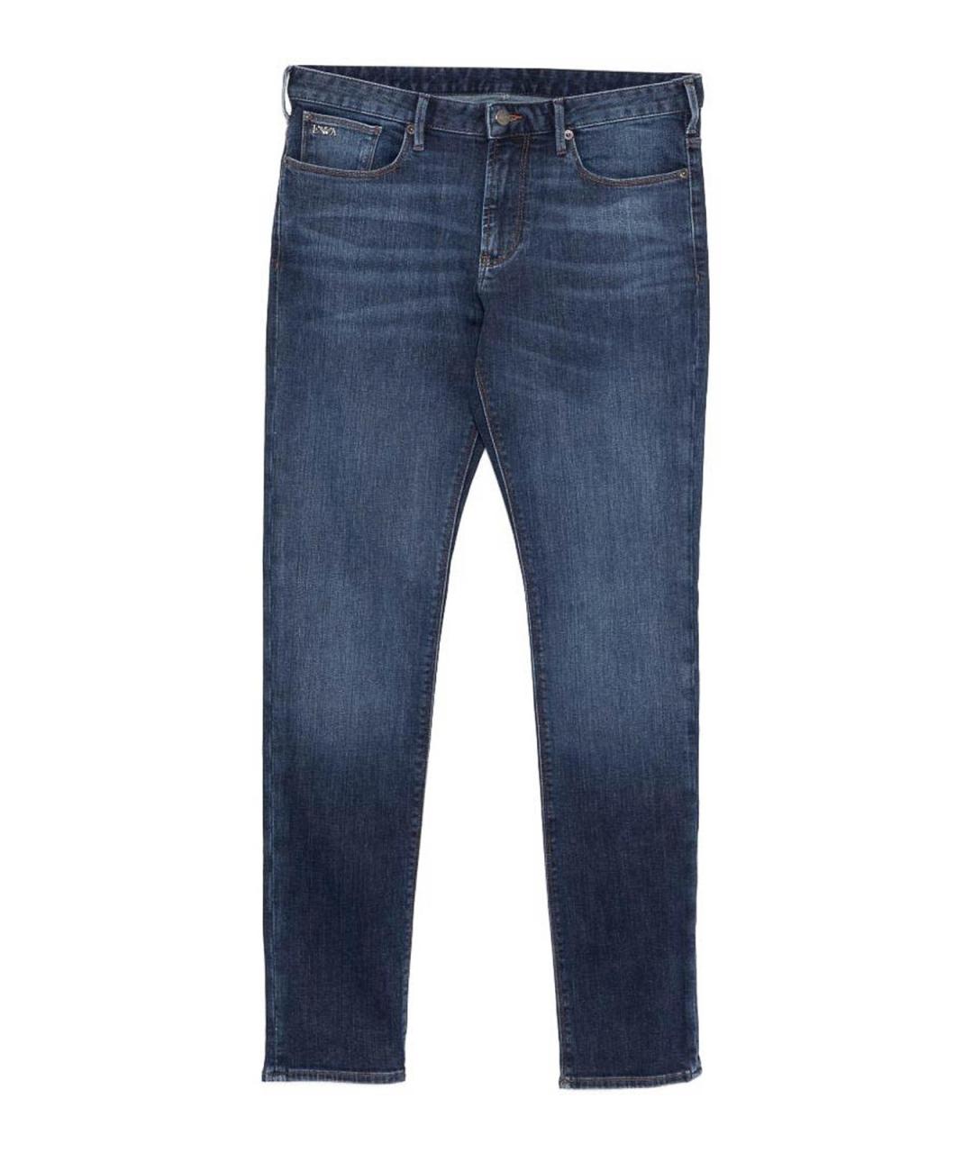 EMPORIO ARMANI Синие хлопковые джинсы слим, фото 1