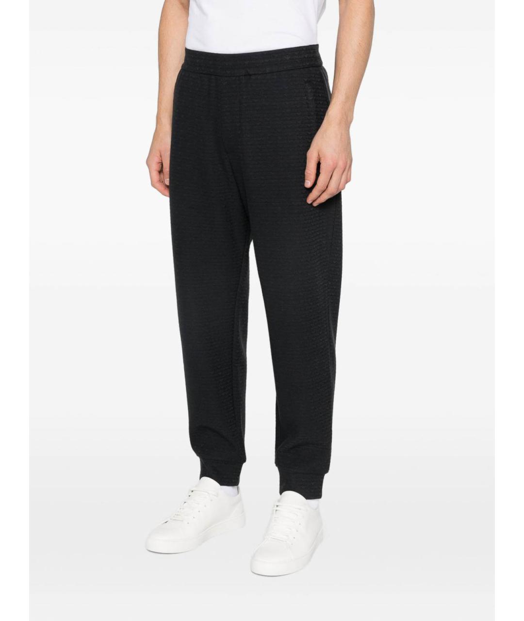 EMPORIO ARMANI Темно-синие хлопковые повседневные брюки, фото 4
