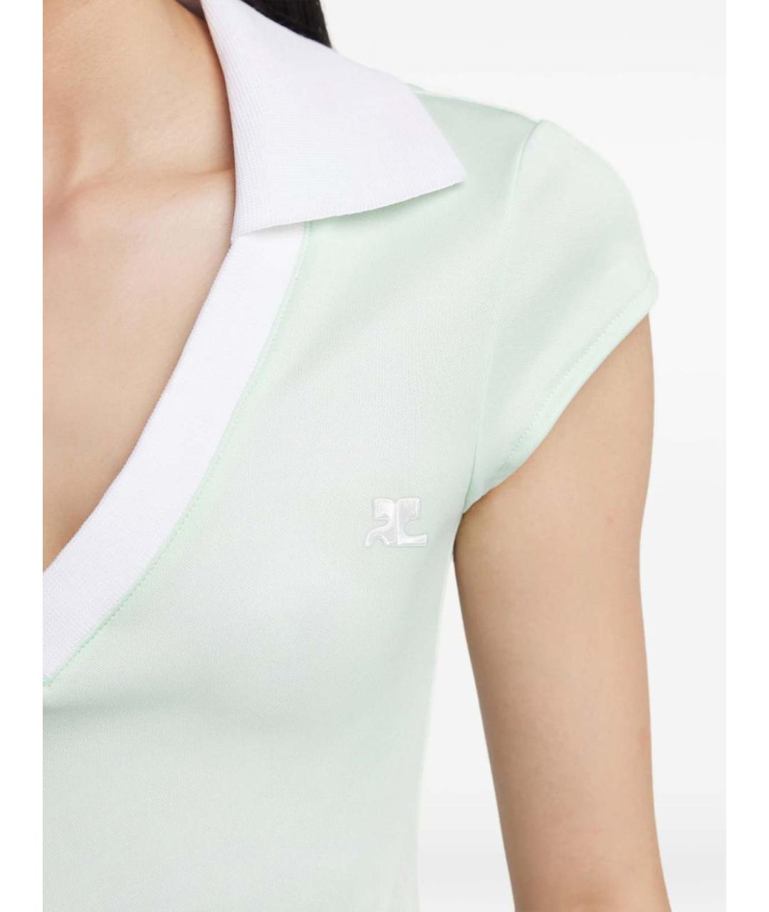 COURREGES Салатовая полиэстеровая футболка, фото 2