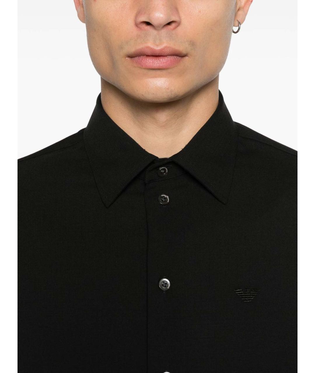 ARMANI EXCHANGE Черная шерстяная классическая рубашка, фото 2