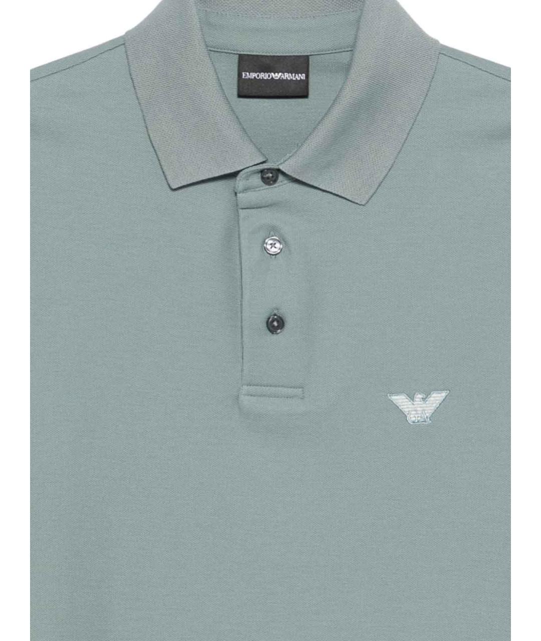 EMPORIO ARMANI Синее хлопковое поло с коротким рукавом, фото 3