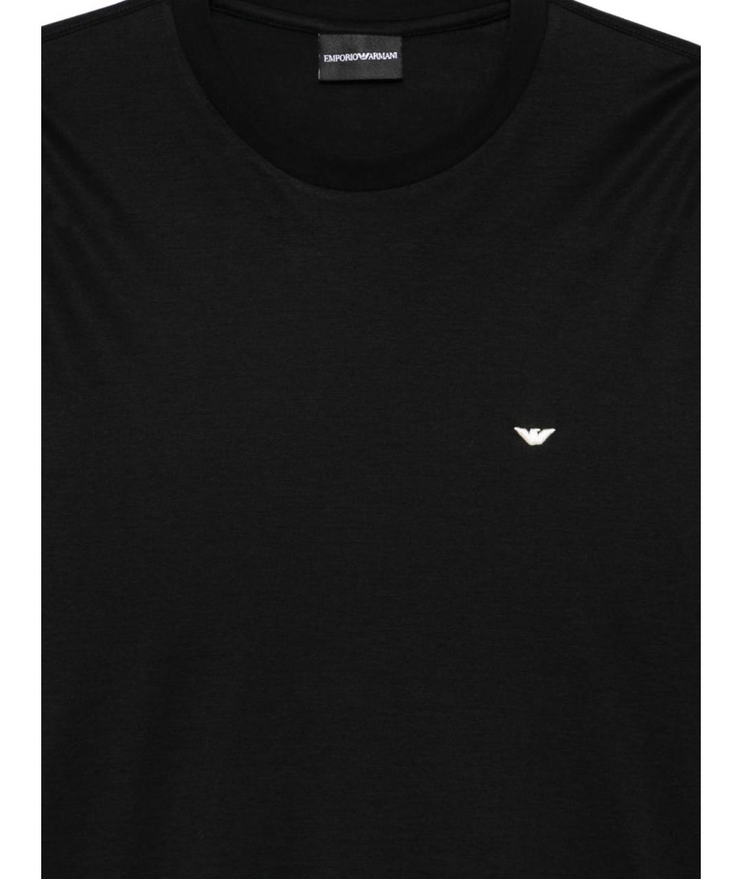 EMPORIO ARMANI Черная хлопковая футболка, фото 3