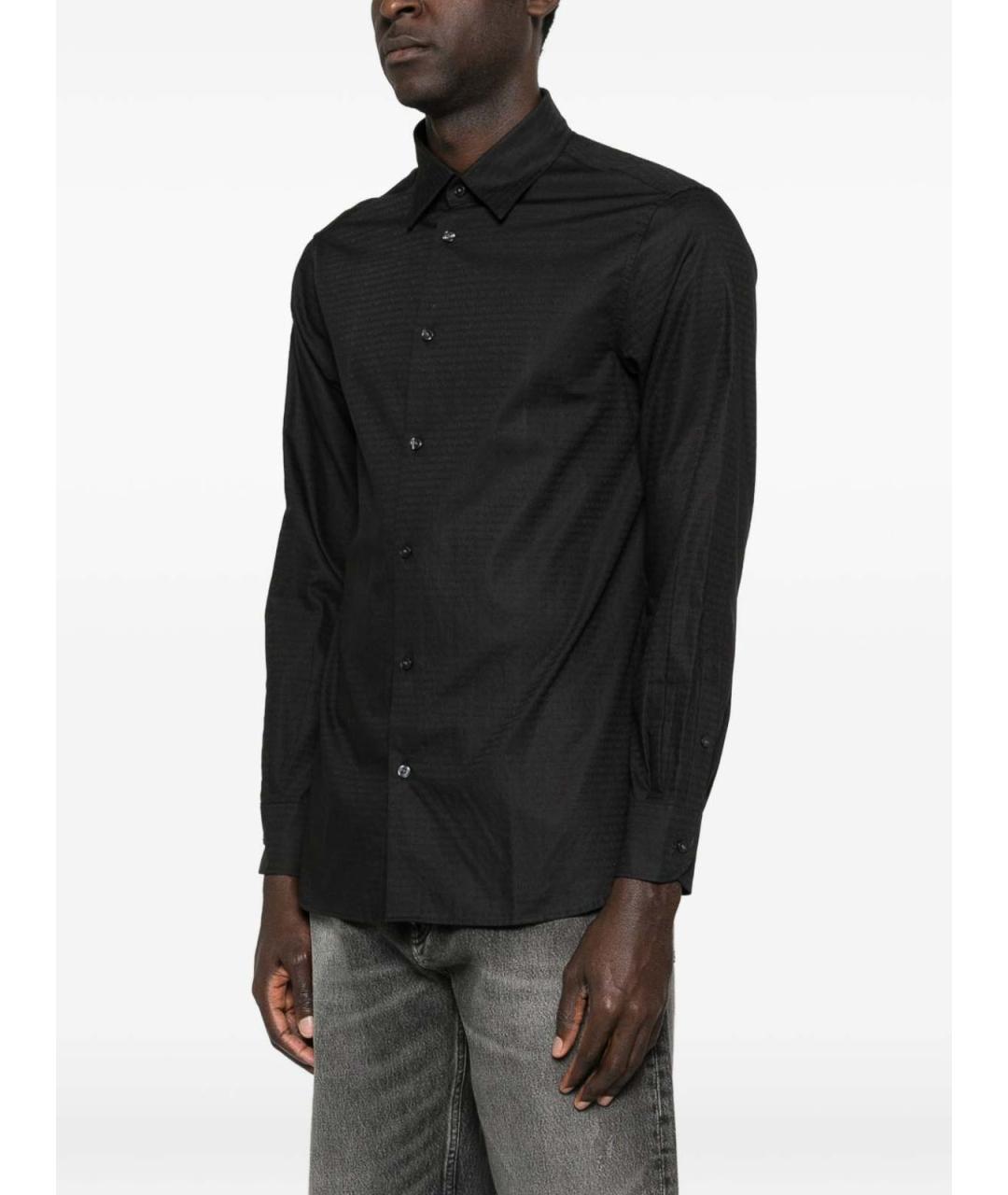 EMPORIO ARMANI Черная хлопковая классическая рубашка, фото 2