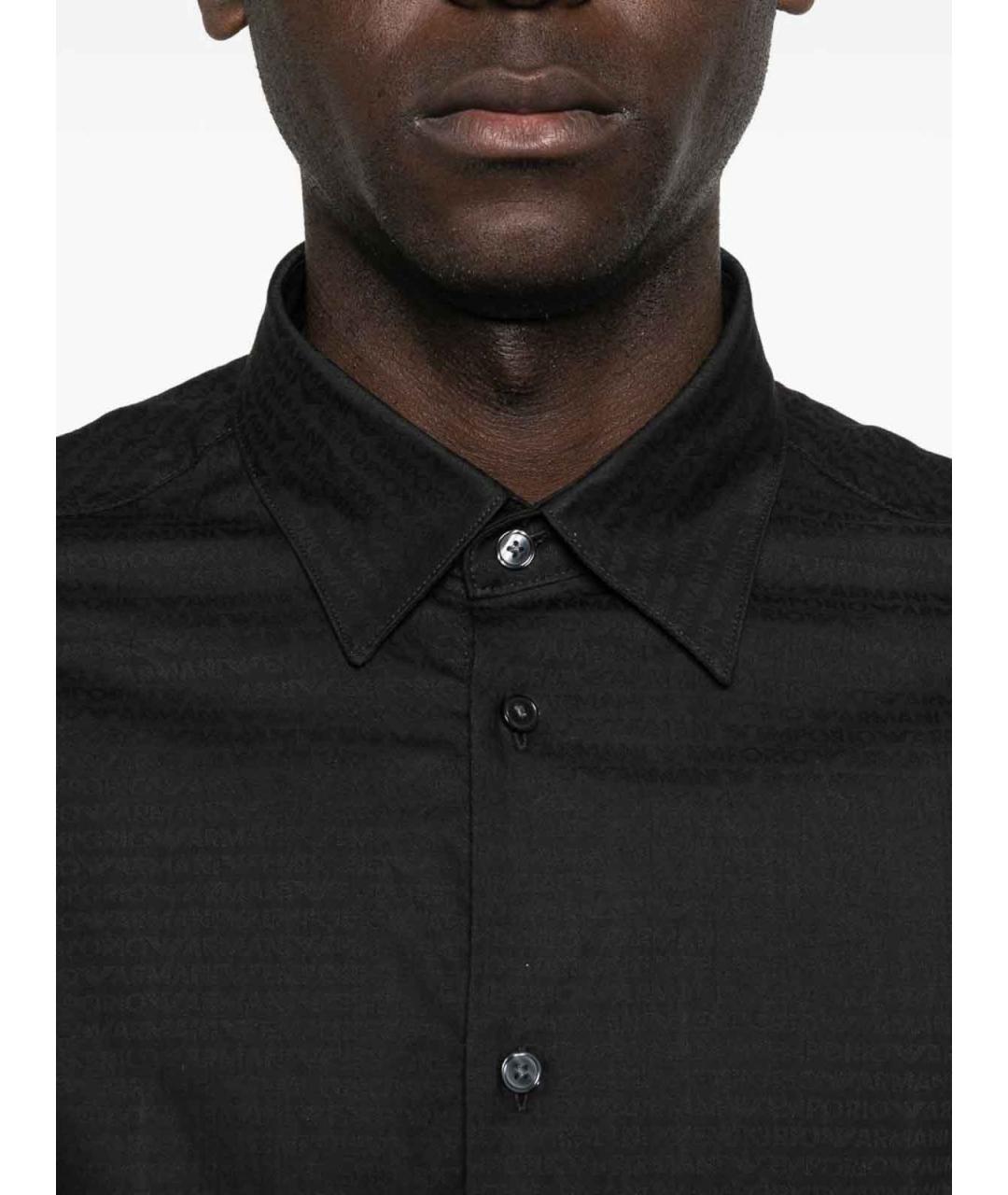 EMPORIO ARMANI Черная хлопковая классическая рубашка, фото 5