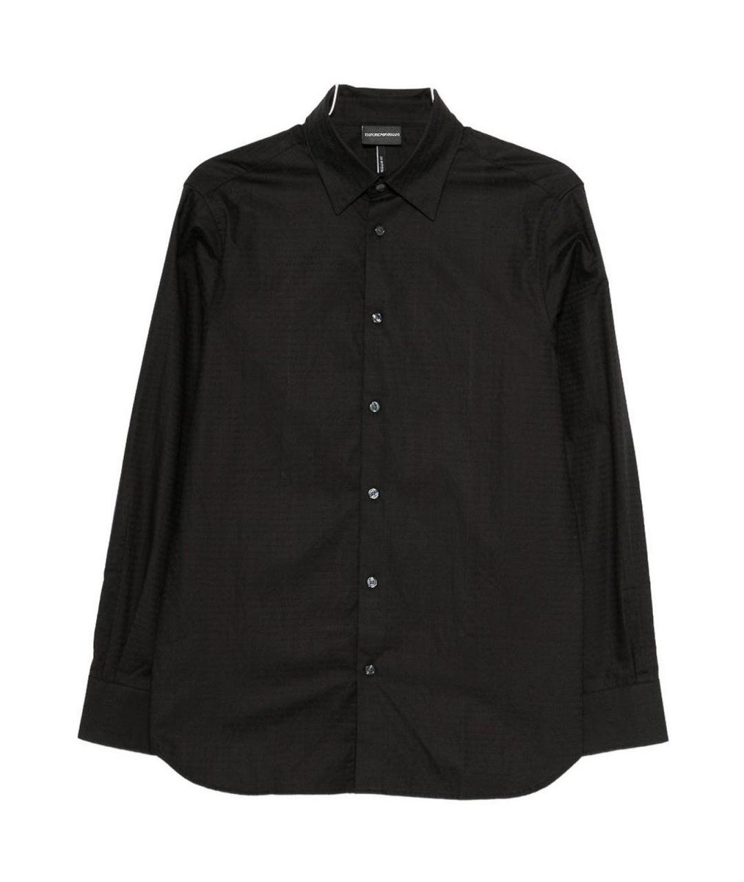 EMPORIO ARMANI Черная хлопковая классическая рубашка, фото 1