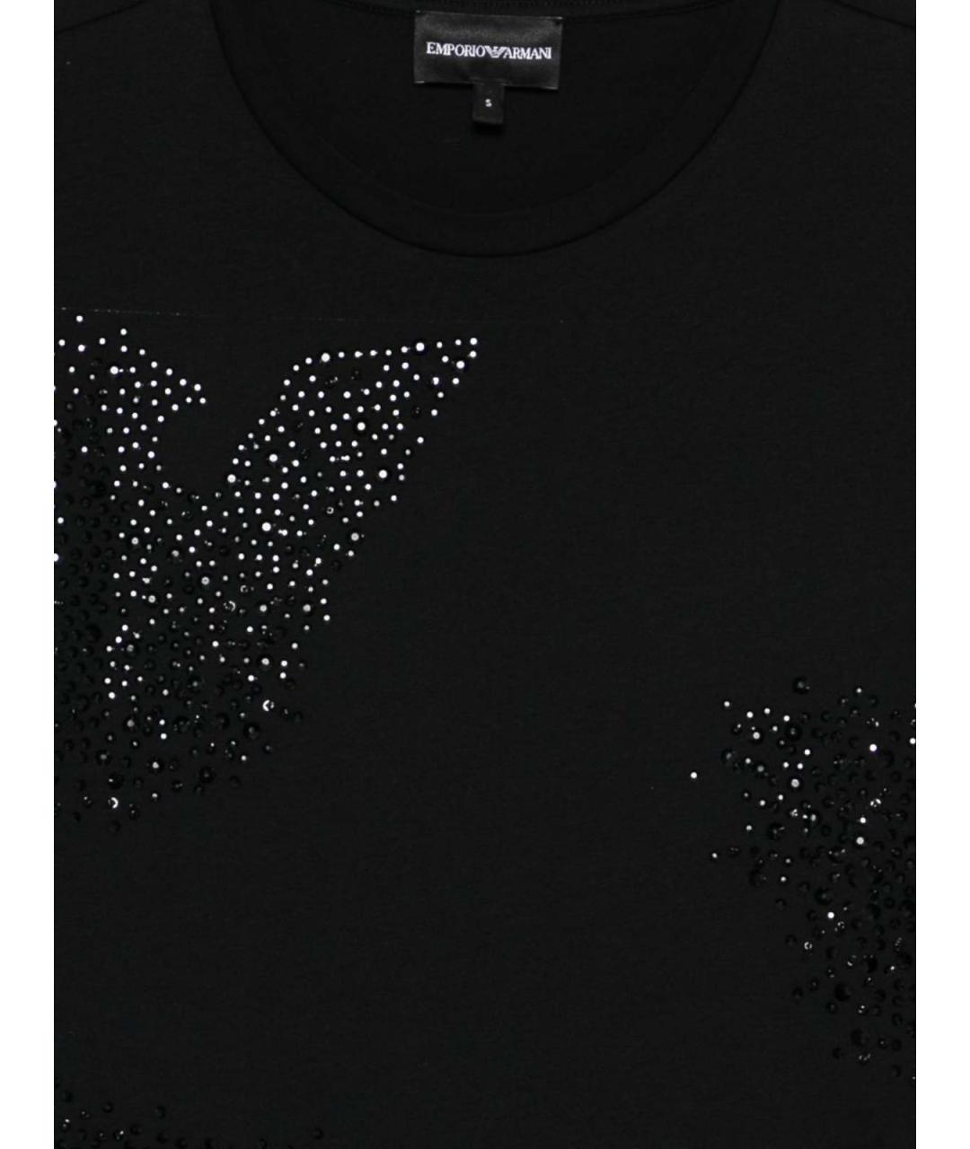 EMPORIO ARMANI Черная хлопковая футболка, фото 3