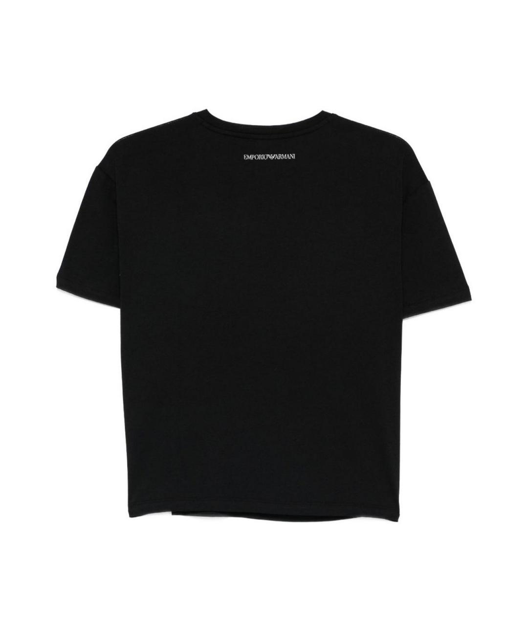EMPORIO ARMANI Черная хлопковая футболка, фото 2