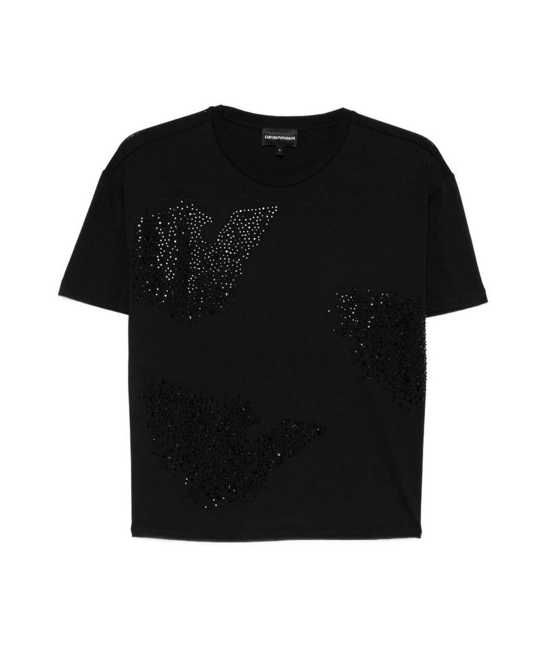 EMPORIO ARMANI Черная хлопковая футболка, фото 1