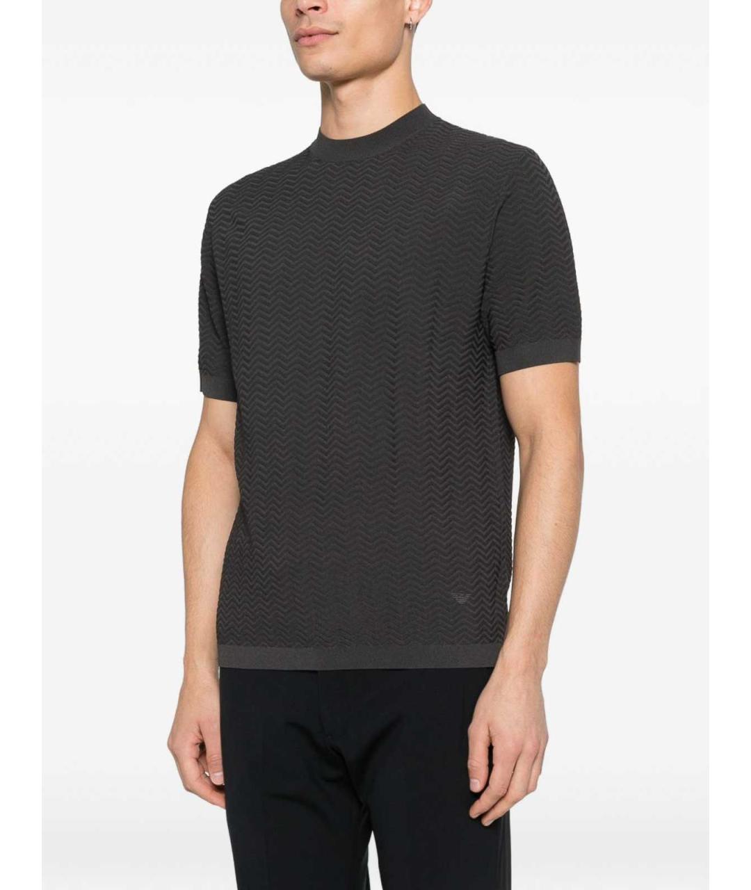 EMPORIO ARMANI Антрацитовая вискозная футболка, фото 4